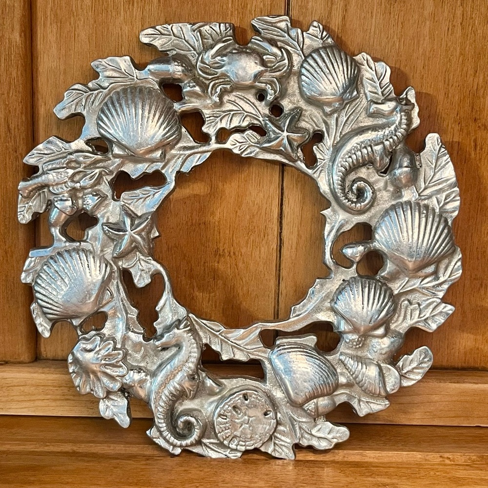 Vintage Unbranded silver plated “Sea Life” Trivet or Wall Plaque.
